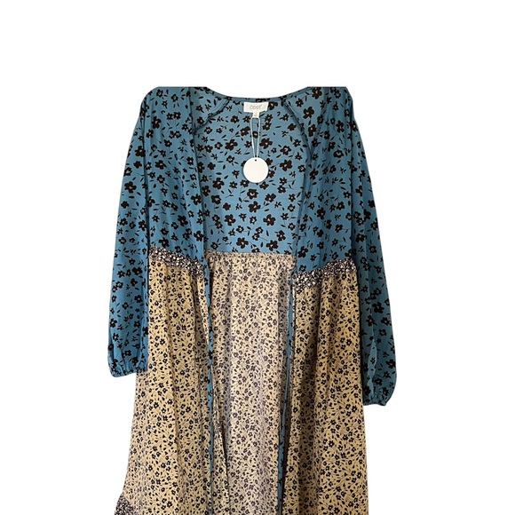 ODDY•Blue|Brown Floral Tiered Ruffled Cardigan - Picture 3 of 7